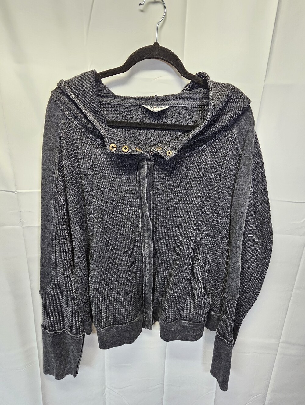Hard Tail Charcoal Gray Hooded Waffle Knit Jacket Nwot